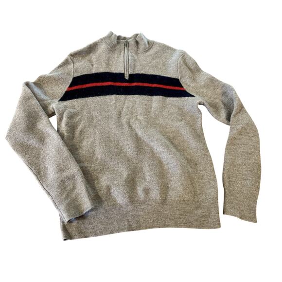 Brooks Brothers Other - Brooks Brothers Extra Fine Merino Wool 1/4 Zip Striped Sweater XL Gray Navy Red